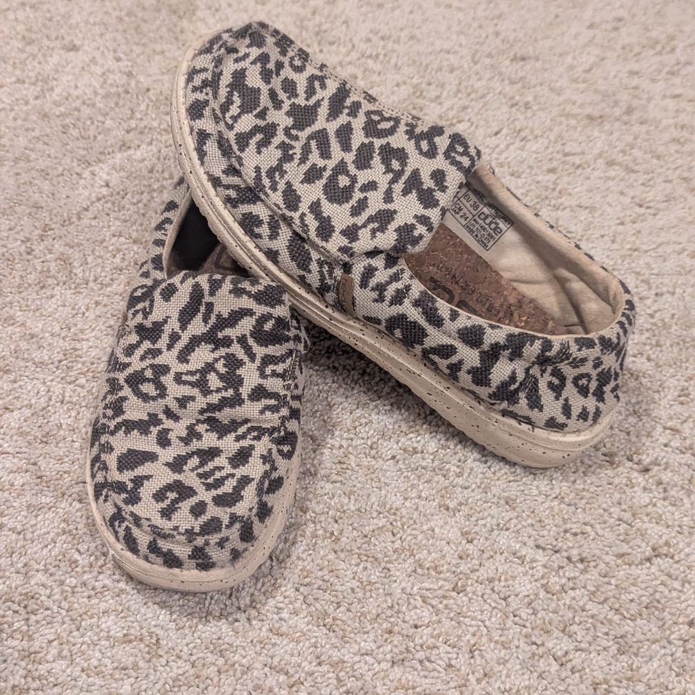 Hey Dude Misty Woven Cheetah Grey Slip-Ons